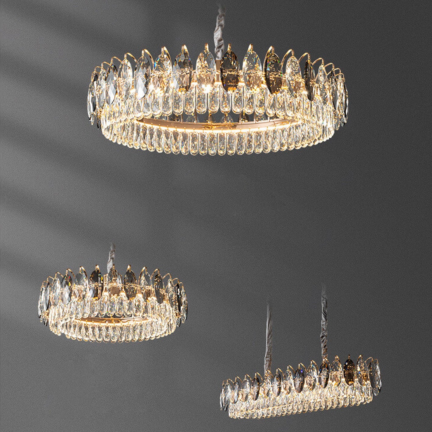 European Light Luxury Round Crystal LED Chandelier