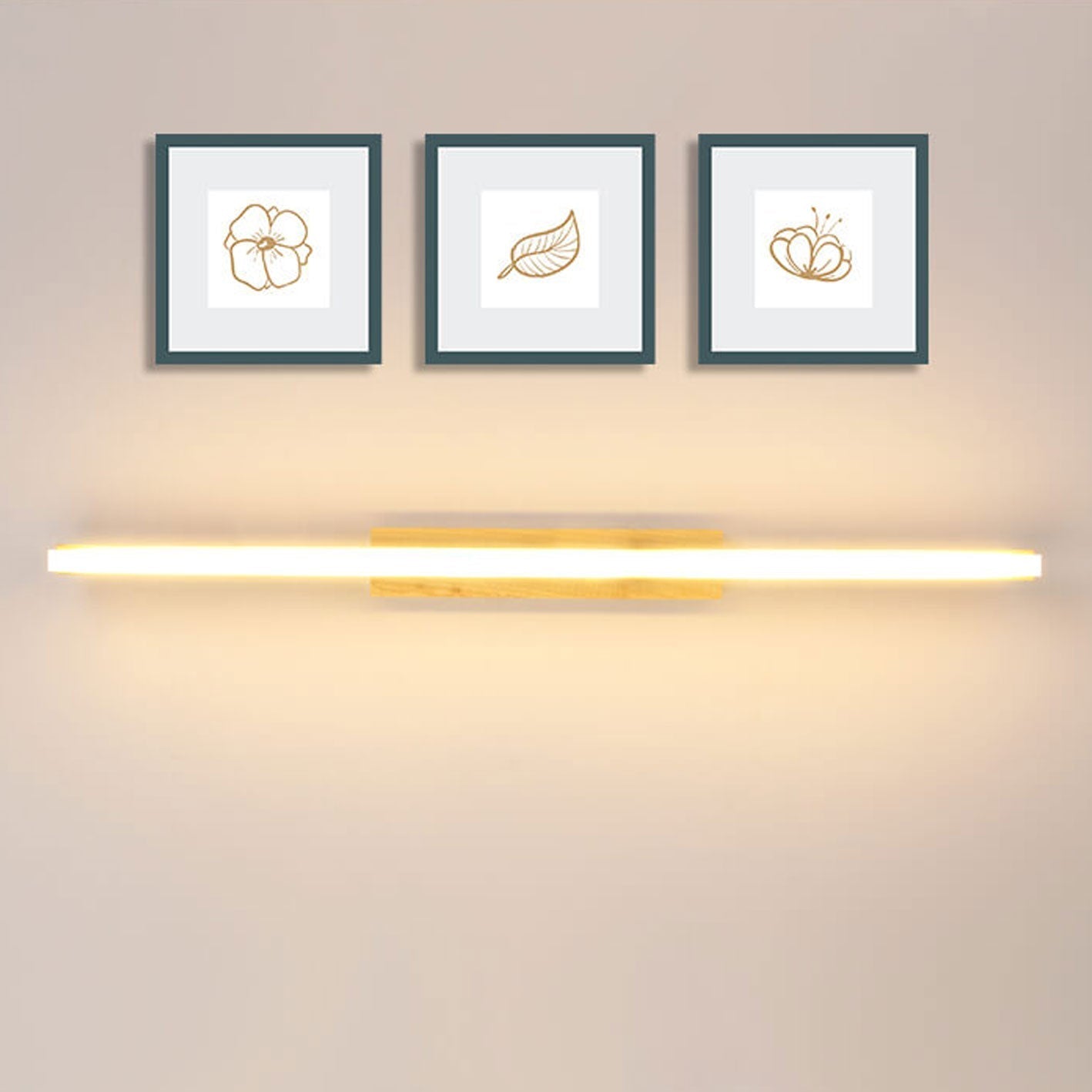 Nordic Minimalist Log Strip Vanity Light LED Wall Sconce Lamp