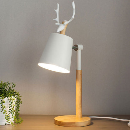 Nordic Creative Moose Design Iron Wood 1-Light Table Lamp