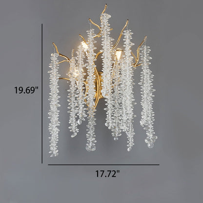 Modern Light Luxury Tree Branch Crystal 3-Light Wall Sconce Lamp
