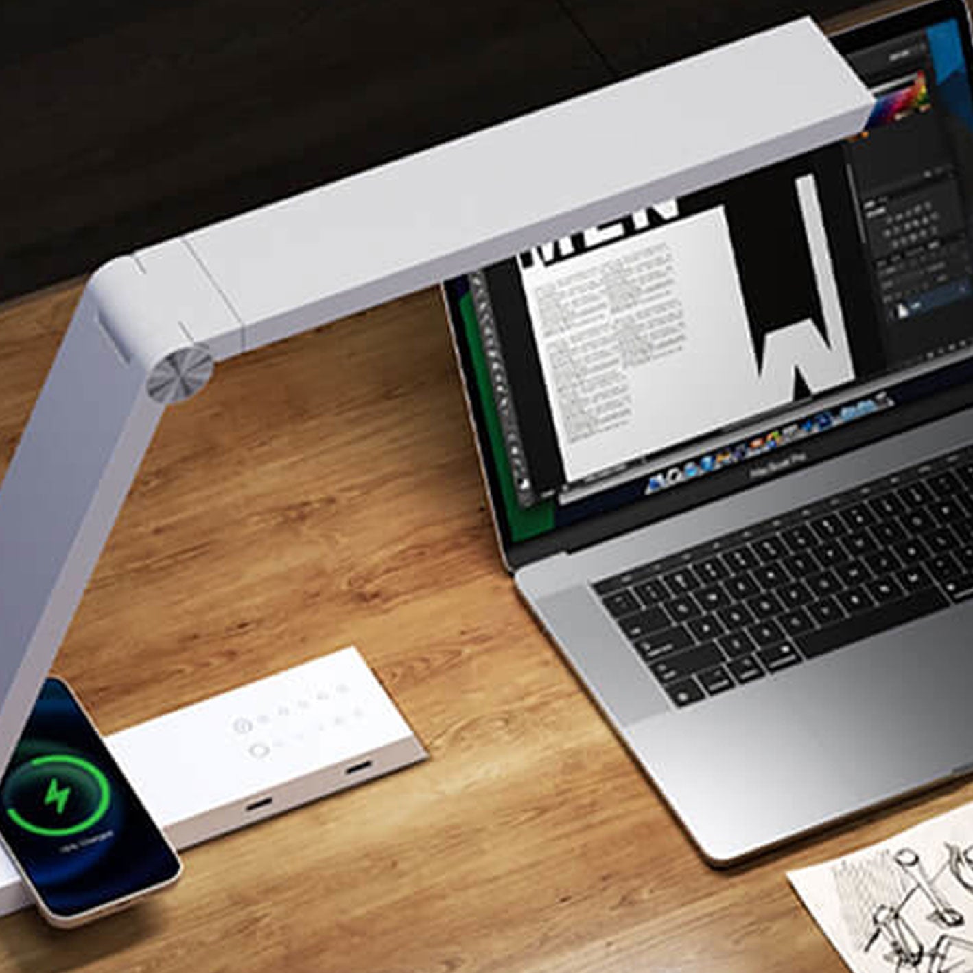 Creative Triangle Eye Protection USB Rechargeable LED Table Lamp