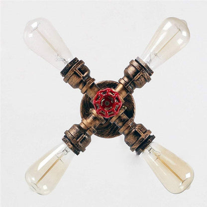 Industrial Retro Wrought Iron 4-Light Chandelier