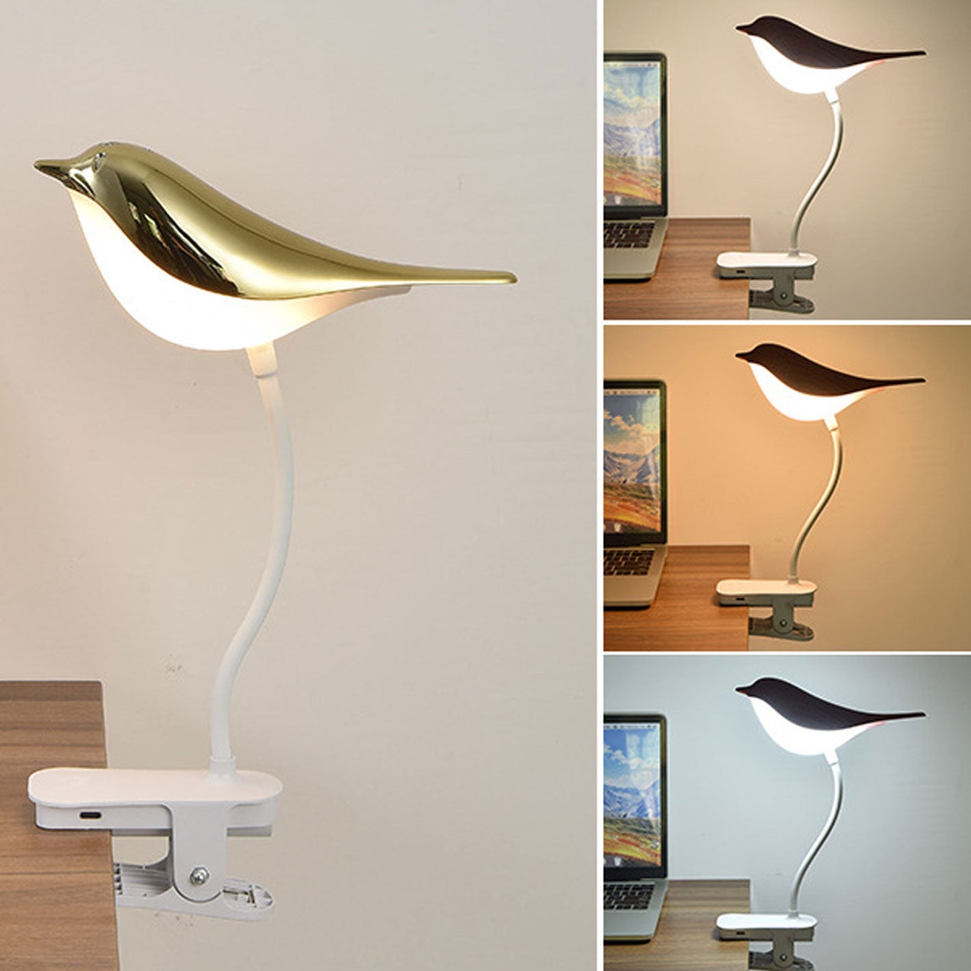 Nordic Creative Bird Clip USB Charging LED Night Light Table Lamp