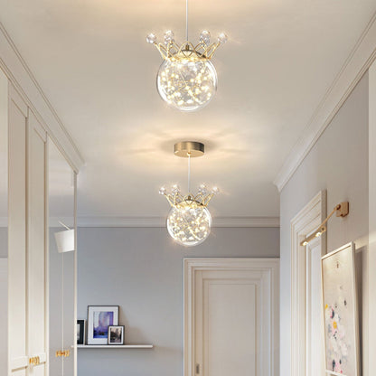مصباح LED معلق على شكل تاج نجمي عصري من الزجاج 