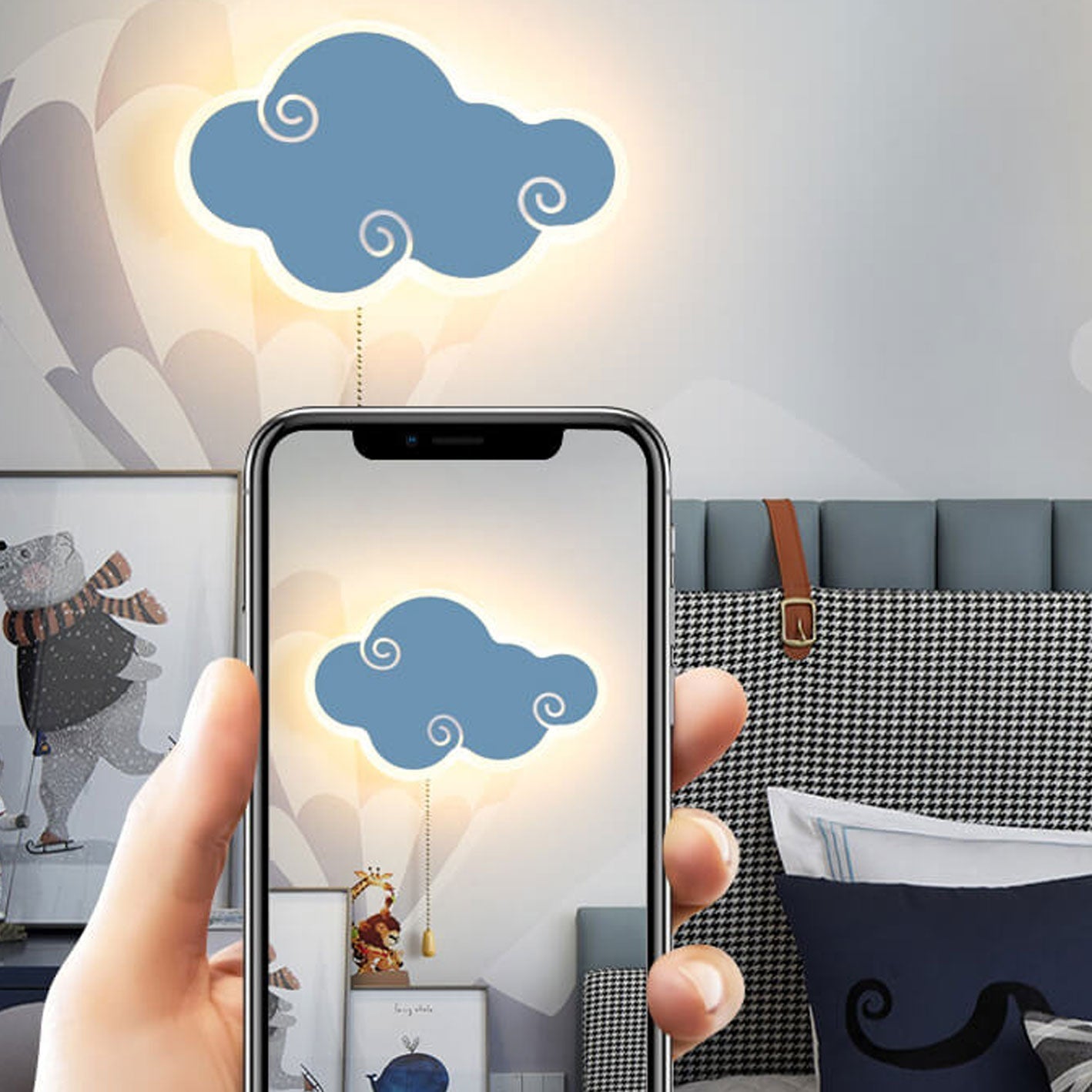 مصباح حائط LED بتصميم رسوم متحركة سحابية بسيطة وحديثة من الشمال 