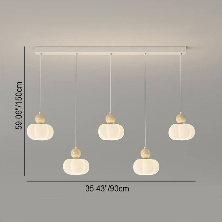 Modern Minimalist Cream Cotton Iron Plastic 3/5 Light Island Light Chandelier For Dining Room
