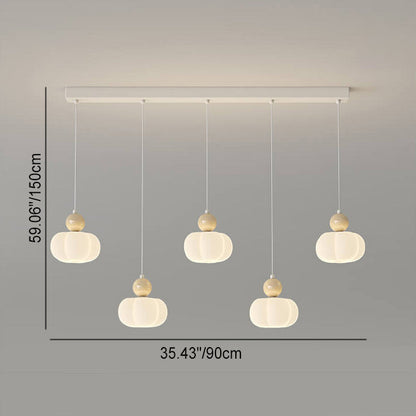Modern Minimalist Cream Cotton Iron Plastic 3/5 Light Island Light Chandelier For Dining Room
