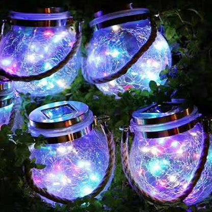 Cracked Glass Jar Waterproof Solar Copper Wire LED Outdoor Garden Landscape Light