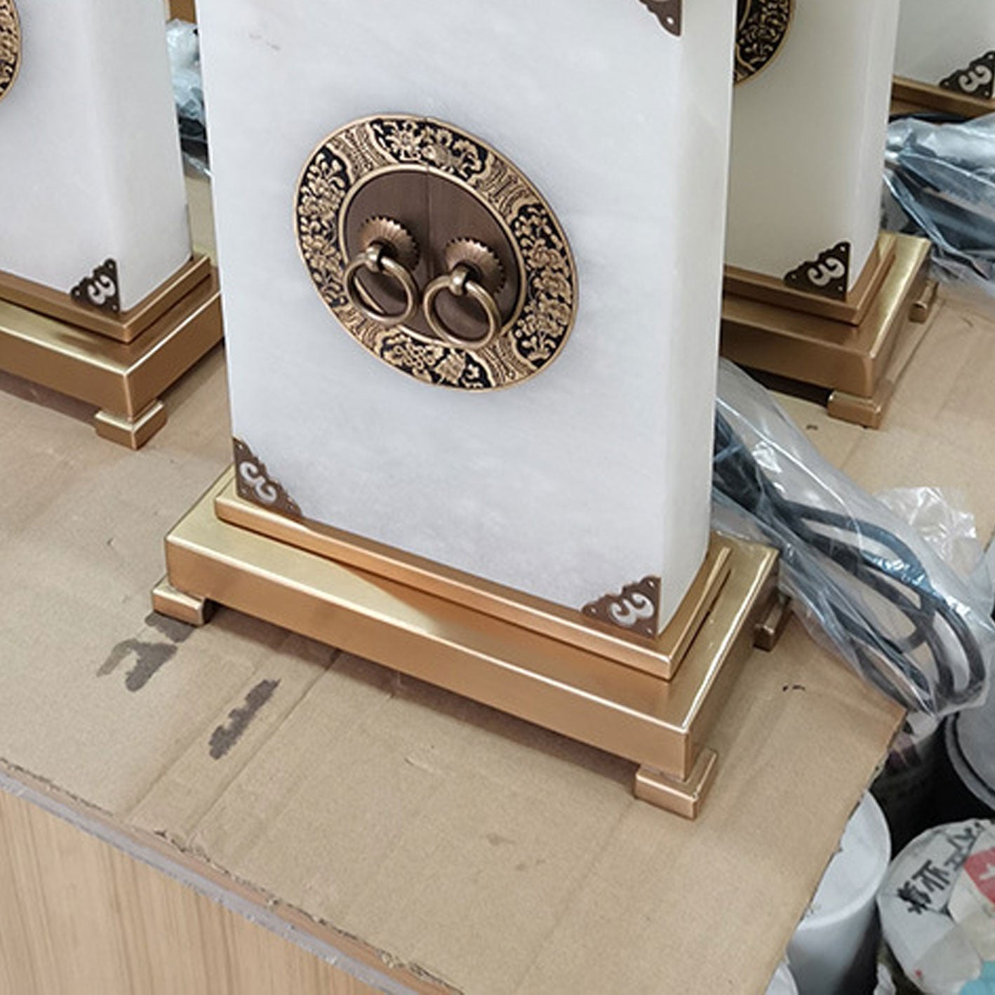 Chinese Light Luxury Lucite Copper 1-Light Table Lamp