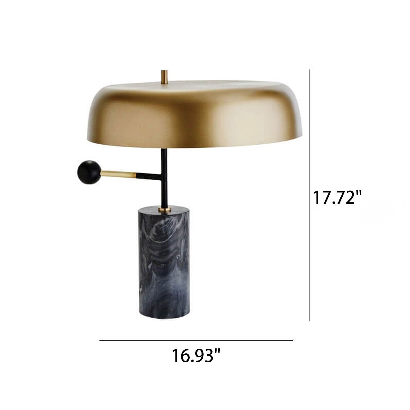 Modern Light Luxury Gold Shade Marble Column Base 1-Light Table Lamp