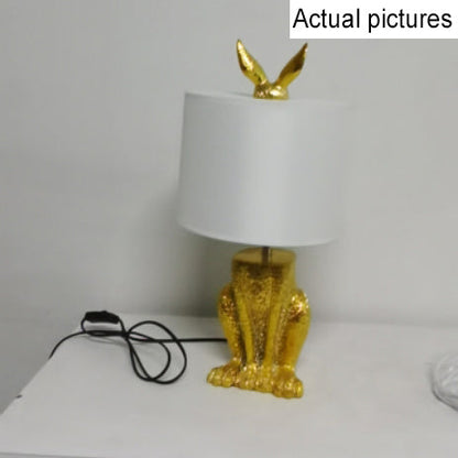 Modern Creative Cylindrical Golden Rabbit Lamp Body 1-Light Table Lamp