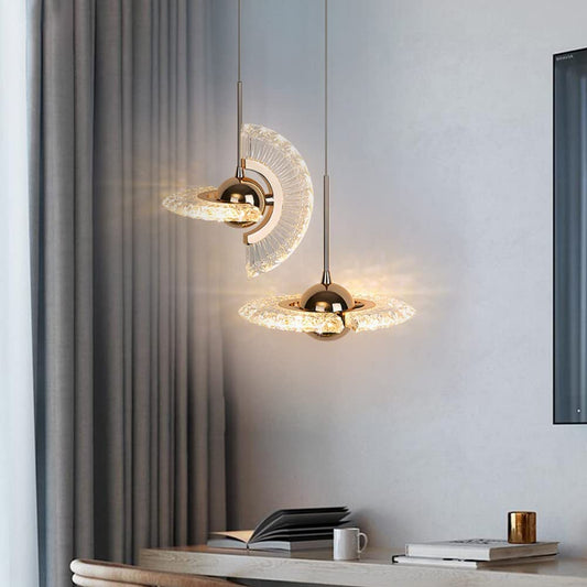 مصباح LED معلّق بتصميم صليب دوار فاخر عصري من الأكريليك لغرفة المعيشة 