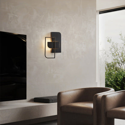 Modern Mid-century All Copper Rectangular Geometric LED Wall Sconce Lamp For Bedside