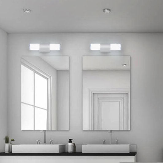 مصابيح حائطية بتصميم أسطواني عصري بسيط مع إضاءة أمامية LED للمرآة 