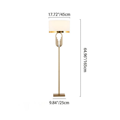 Modern Mid-Century Round Metal Fabric 1-Light Standing Floor Lamp For Living Room
