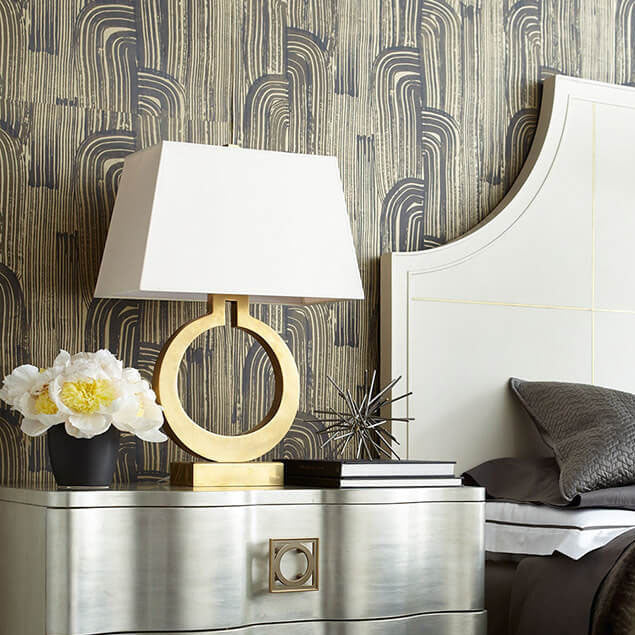Modern Luxury Fabric Golden Ring Base 1-Light Table Lamp