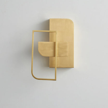 Modern Mid-century All Copper Rectangular Geometric LED Wall Sconce Lamp For Bedside