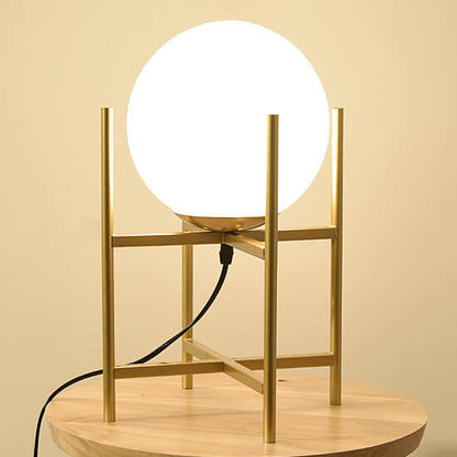 Nordic Minimalist Glass Round Ball Iron Shelf Base 1-Light Table Lamp