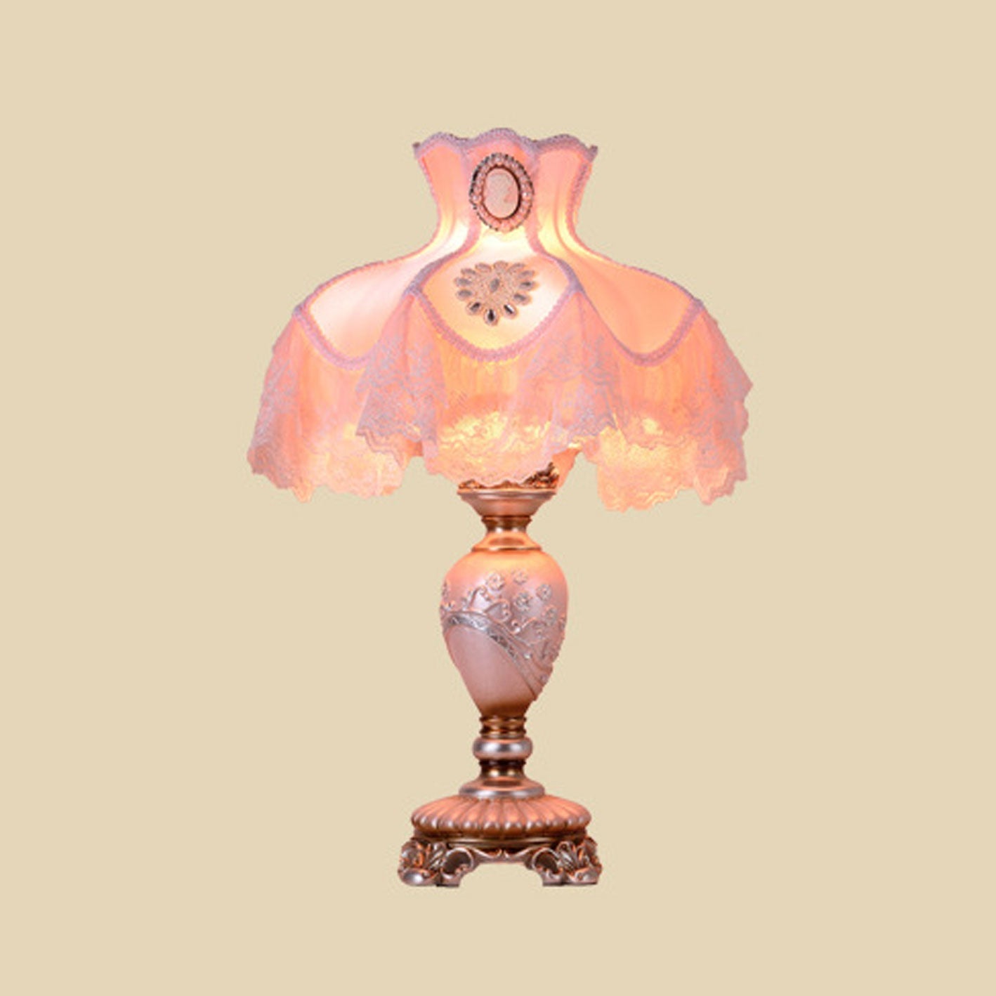 European-style Rustic Lace Resin 1-Light Table Lamp