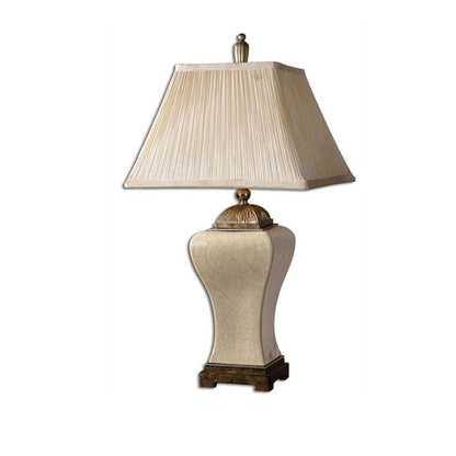 Retro Light Luxury Ceramic Base Fabric Shade 1- Light Table Lamp