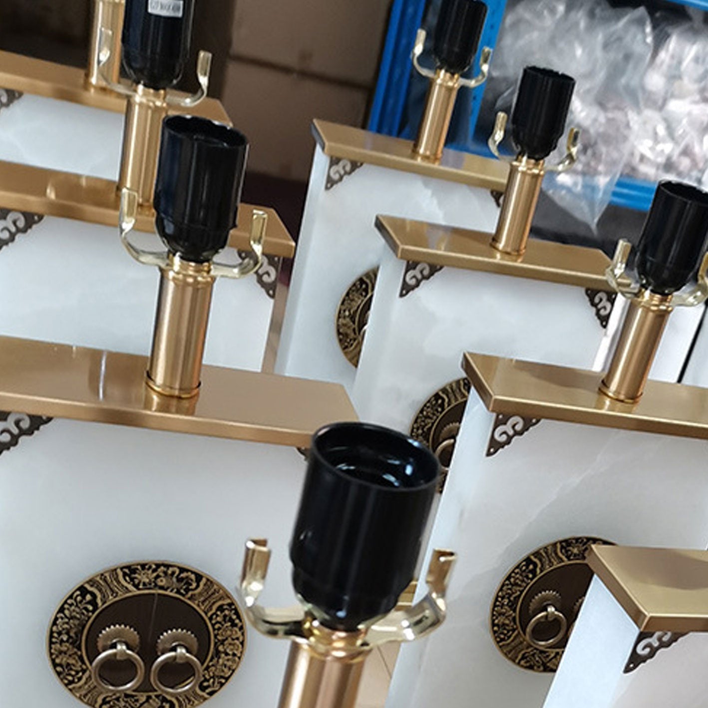 Chinese Light Luxury Lucite Copper 1-Light Table Lamp