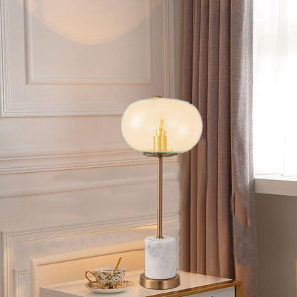 Modern Creative Glass Orb Marble Base 1-Light LED Table Lamp