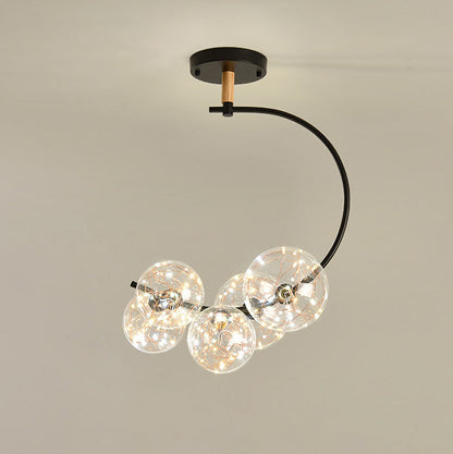 Nordic Creative Glass Ball Curve LED Semi-Flush Mount Ceiling Light