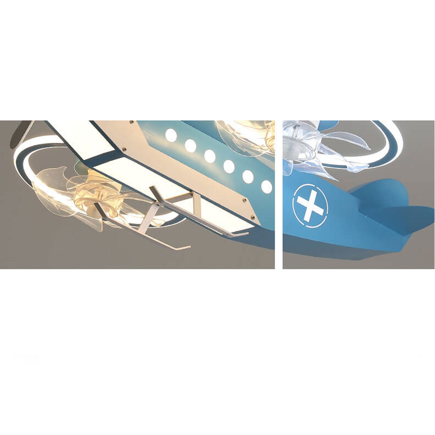 Creative Cartoon Aircraft Kids Flush Mount Ceiling Fan Light