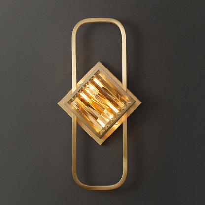 Nordic Luxury Brass Crystal Geometric Ring 2/3 Light Wall Sconce Lamp