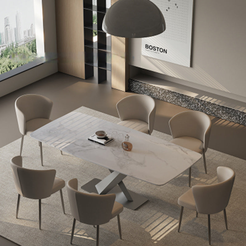 Contemporary Luxury Square Upholstered Microfiber Leather Carbon Steel Dining Chair Curved Backrest For Dining Room