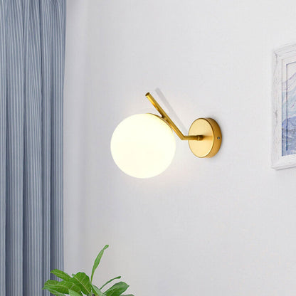 Nordic Minimalist Glass Ball Curve Lamp Arm 1-Light Wall Sconce