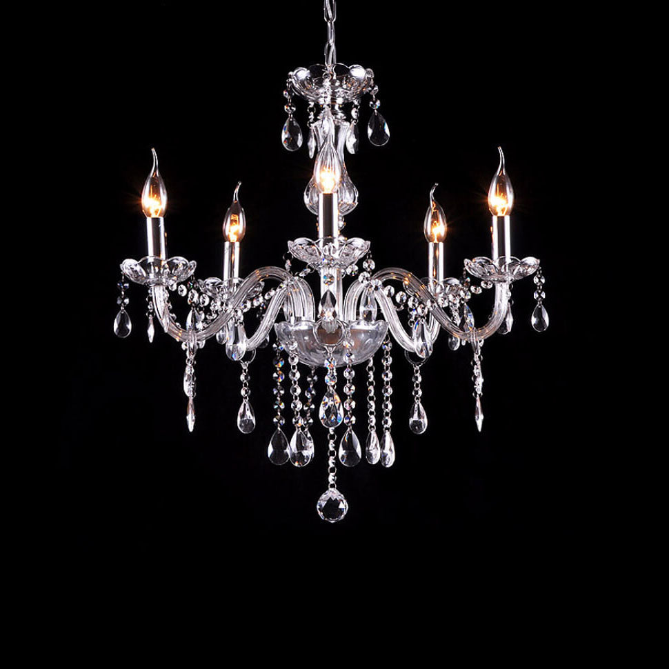 Contemporary Luxury Round Candelabra Glass 3/4/5/6 Light Chandelier For Living Room