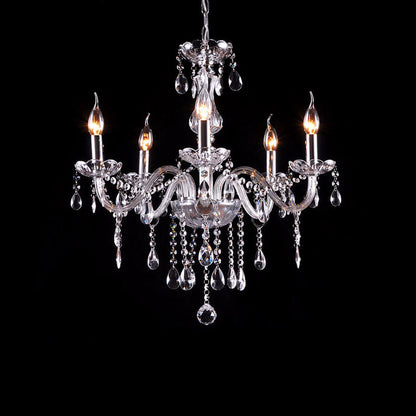 Contemporary Luxury Round Candelabra Glass 3/4/5/6 Light Chandelier For Living Room