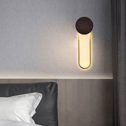 مصباح حائط LED دائري من الحديد المطاوع بتصميم عصري بسيط من الخشب 