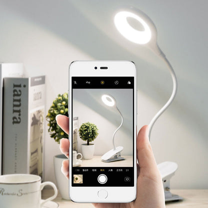 Simple Creative Foldable Round Shade Rechargeable Clips LED Desk Lamp