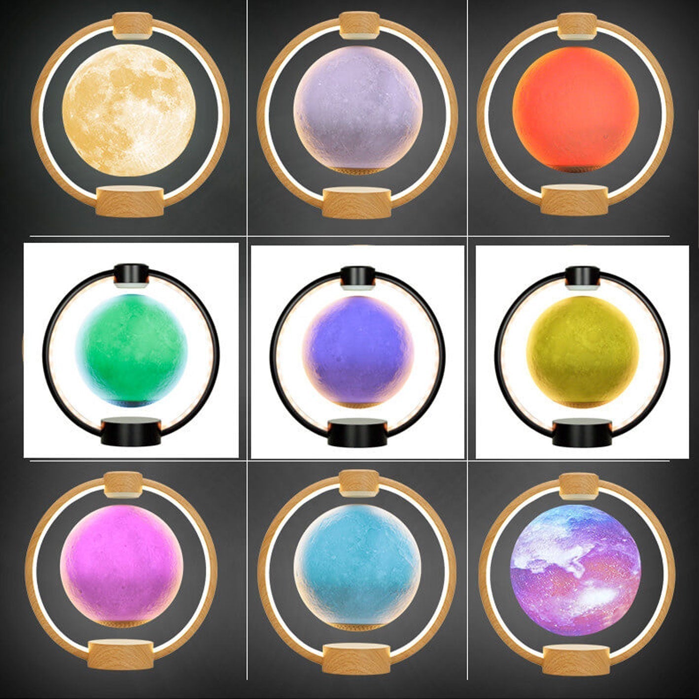Creative Maglev Moon Design LED Colorful Light Night Light Table Lamp
