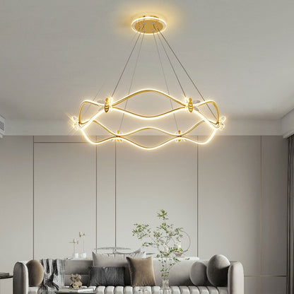 ثريا جزيرة LED بإضاءة 3/4 ضوء مصنوعة من الحديد المموج بتصميم عصري بسيط 