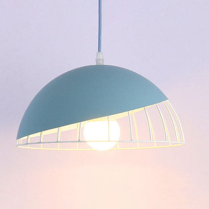 Nordic Macaron Aluminum 1-Light Wire Dome Cage Pendant Light