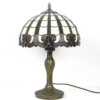 Vintage Tiffany Stained Glass Shade 1-Light Table Lamp