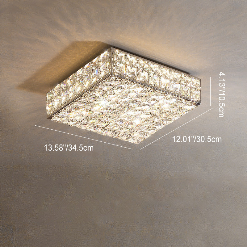 مصباح سقف LED دائري مستطيل الشكل من الكريستال من الفولاذ المقاوم للصدأ بتصميم عصري فاخر لغرفة المعيشة