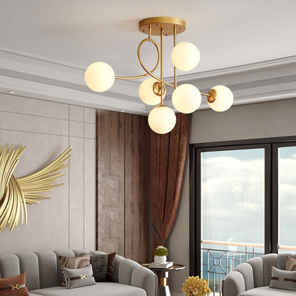 Nordic Light Luxury Magic Bean Glass Ball 6-Light Semi-Flush Mount Ceiling Light