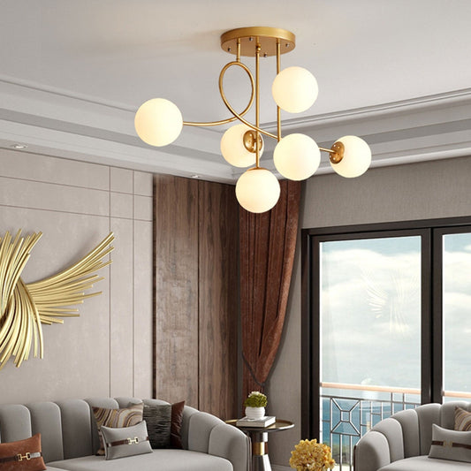 Nordic Light Luxury Magic Bean Glass Ball 6-Light Semi-Flush Mount Ceiling Light