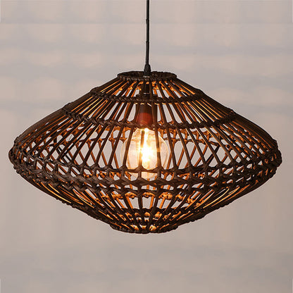 Modern Rattan Vintage Southeast Asian Style 1-Light Pendant Light