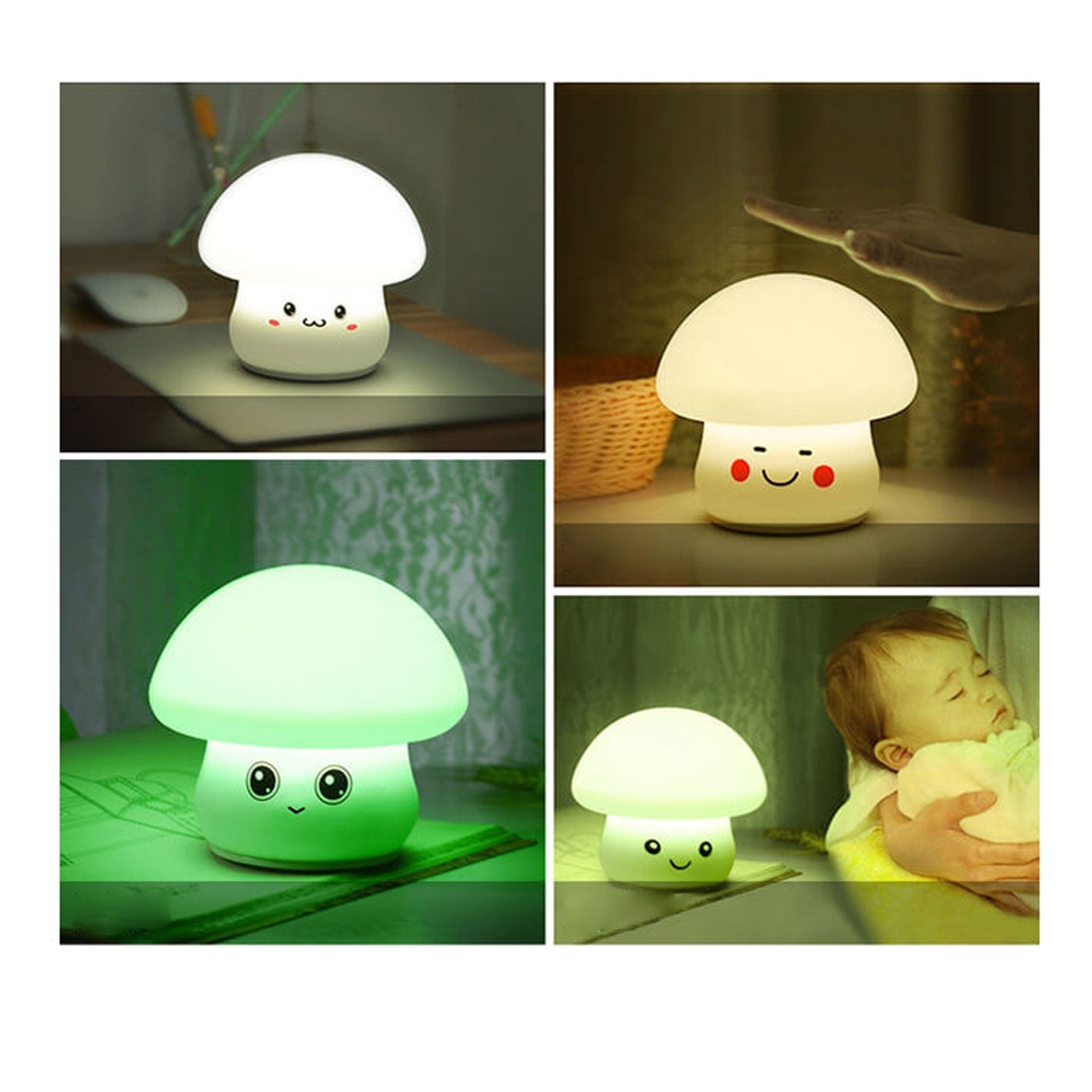 Creative Cartoon Mushroom Silicone Night Light LED Table Lamp