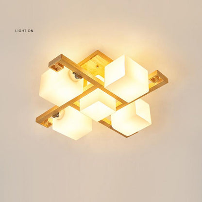 Nordic Modern Creative Solid Wood 4/5/8/9 Lights Flush Mount Ceiling Light