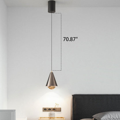 Modern Minimalist Solid Color Free Lift Conical 1-Light Pendant Light