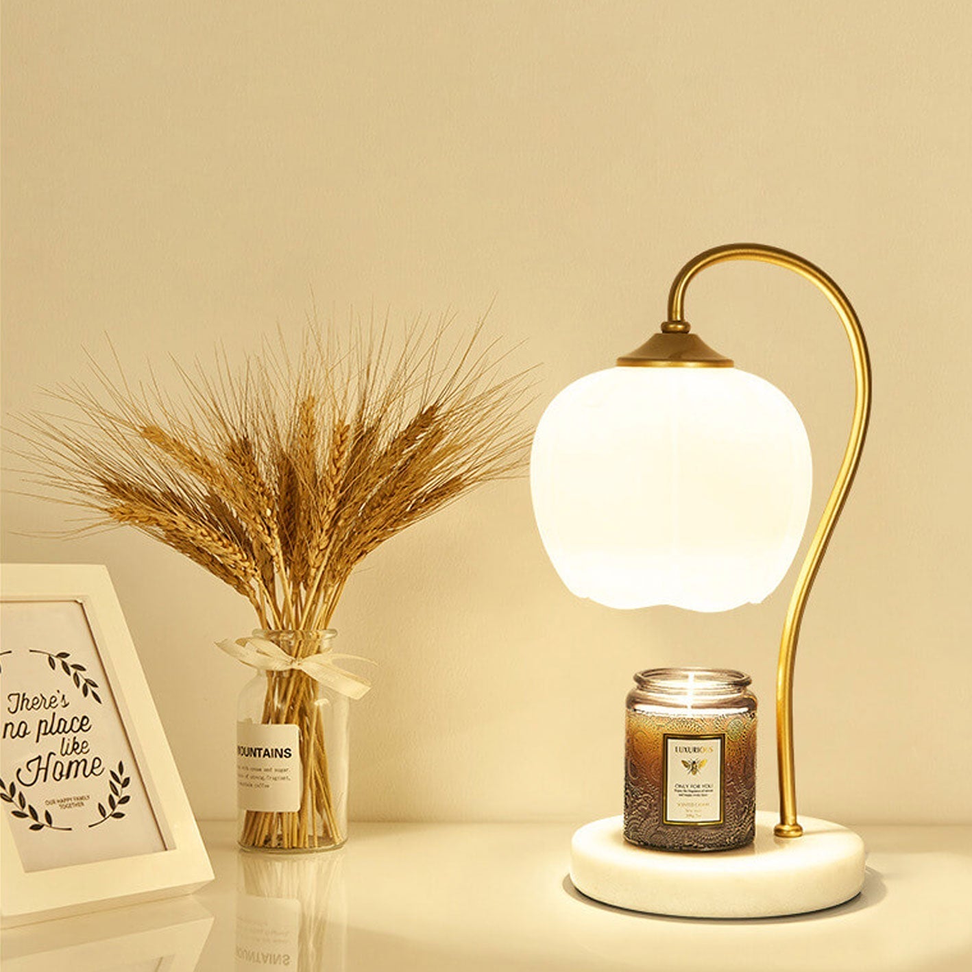 Modern Petal Marble Melting Wax 2-Light Table Lamp