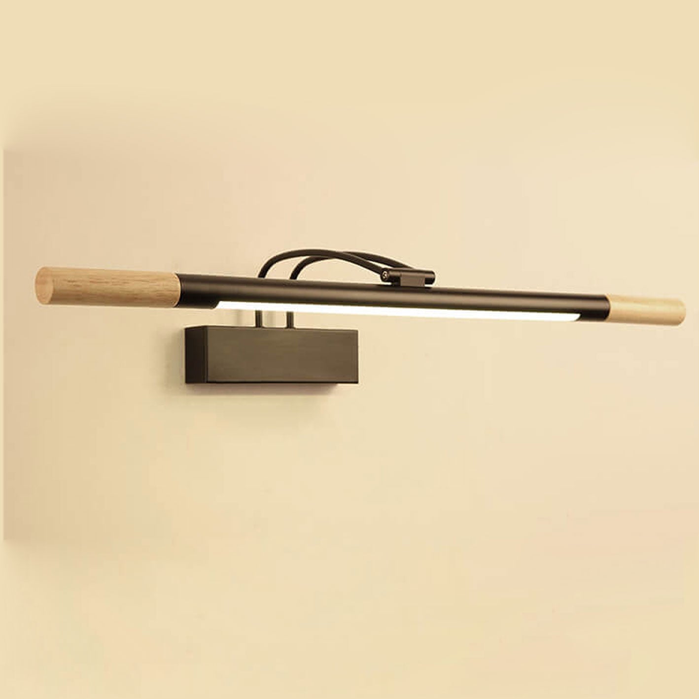 Nordic Solid Wood Curved Arm Long Vanity Light LED Wall Sconce Lamp