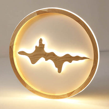 Nordic Round Solid Wood Zen LED Flush Mount Ceiling Light