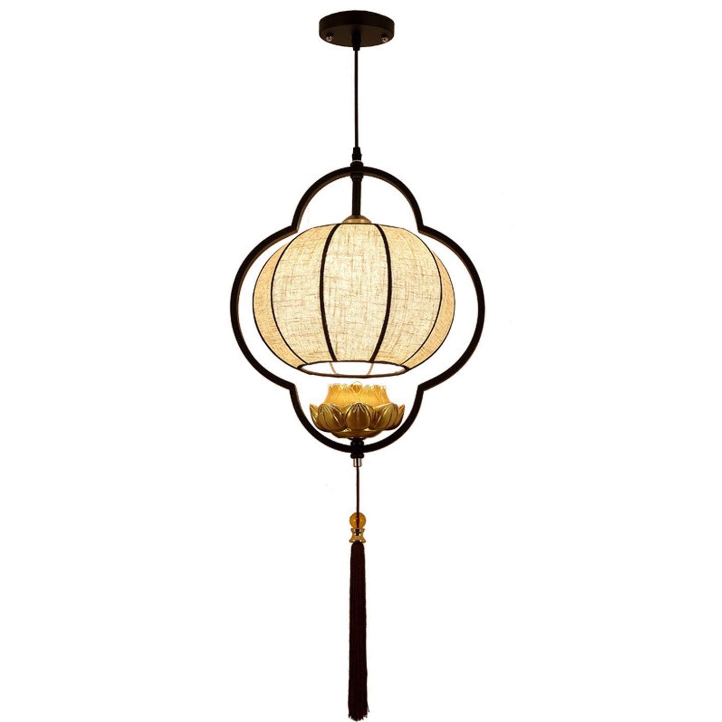 Chinese Retro Light Luxury Wrought Iron 1-Light Pendant Light